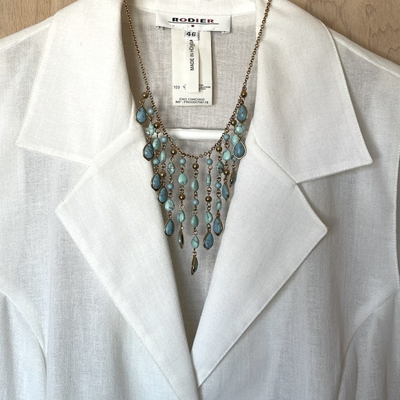 Rodier White Cotton Sleeveless Blouse Top 46 EU/14 US Button Front Women's - Picture 2 of 14